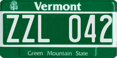 VT license plate ZZL042