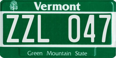 VT license plate ZZL047