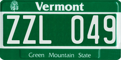 VT license plate ZZL049