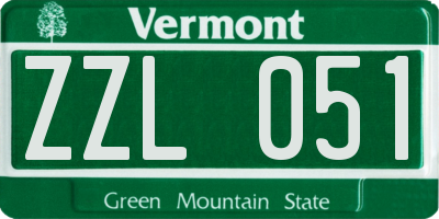VT license plate ZZL051