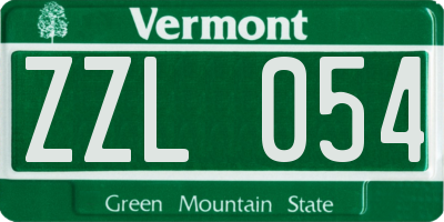 VT license plate ZZL054