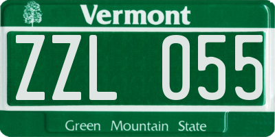 VT license plate ZZL055