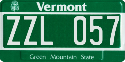 VT license plate ZZL057