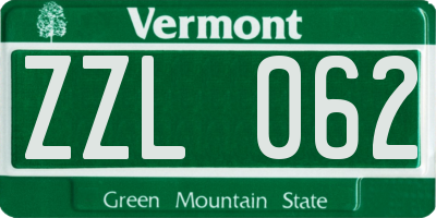 VT license plate ZZL062