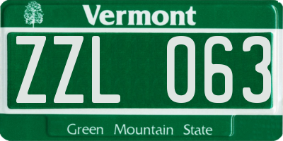 VT license plate ZZL063