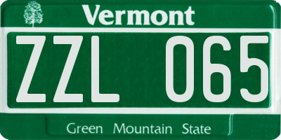 VT license plate ZZL065