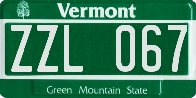 VT license plate ZZL067