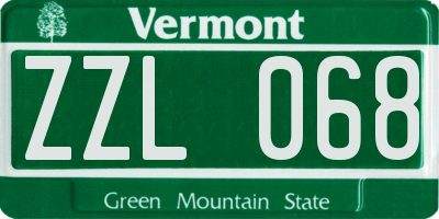 VT license plate ZZL068