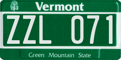 VT license plate ZZL071
