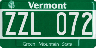 VT license plate ZZL072