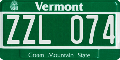 VT license plate ZZL074