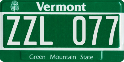 VT license plate ZZL077