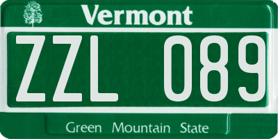 VT license plate ZZL089