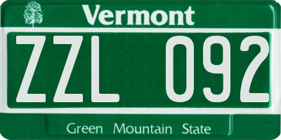 VT license plate ZZL092