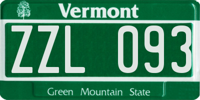 VT license plate ZZL093
