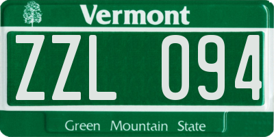 VT license plate ZZL094