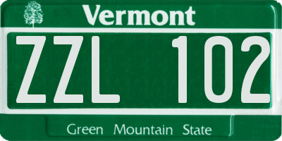 VT license plate ZZL102