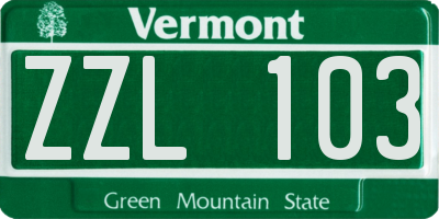 VT license plate ZZL103
