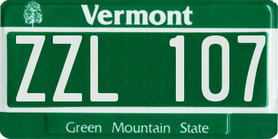 VT license plate ZZL107