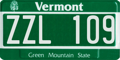 VT license plate ZZL109