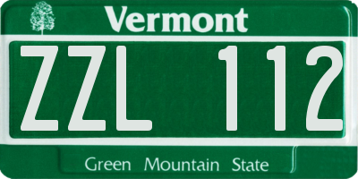 VT license plate ZZL112