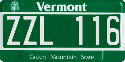 VT license plate ZZL116