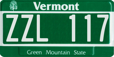 VT license plate ZZL117
