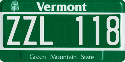 VT license plate ZZL118