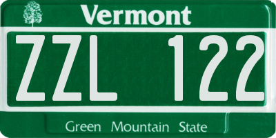 VT license plate ZZL122