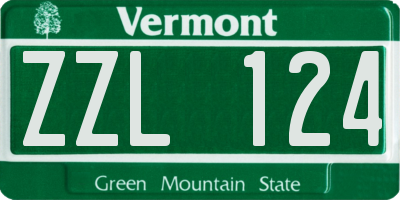 VT license plate ZZL124