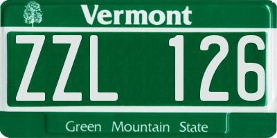VT license plate ZZL126