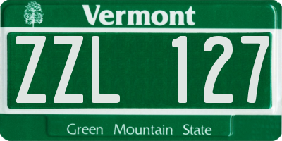 VT license plate ZZL127