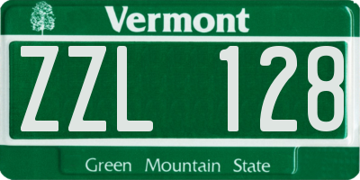 VT license plate ZZL128