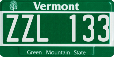 VT license plate ZZL133