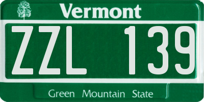 VT license plate ZZL139