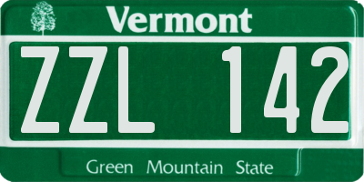 VT license plate ZZL142