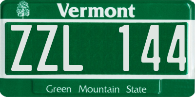 VT license plate ZZL144