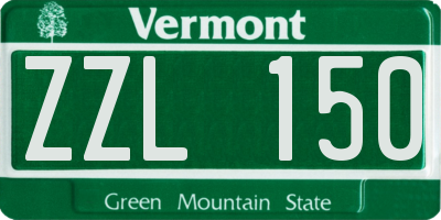 VT license plate ZZL150