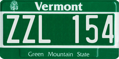 VT license plate ZZL154