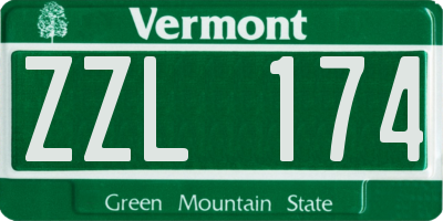 VT license plate ZZL174