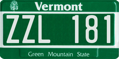 VT license plate ZZL181