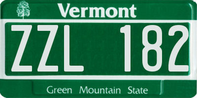 VT license plate ZZL182