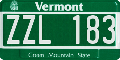 VT license plate ZZL183