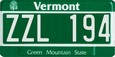 VT license plate ZZL194