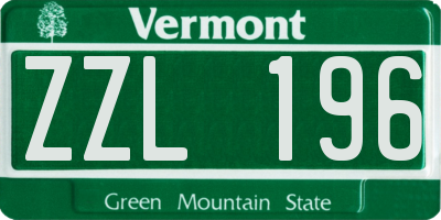 VT license plate ZZL196