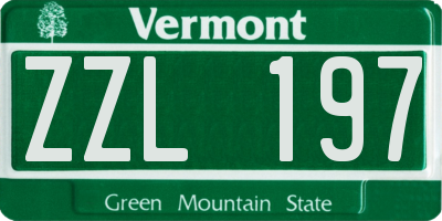VT license plate ZZL197