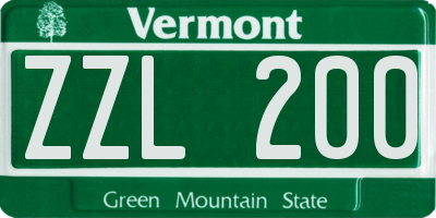 VT license plate ZZL200