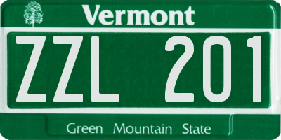VT license plate ZZL201