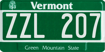 VT license plate ZZL207