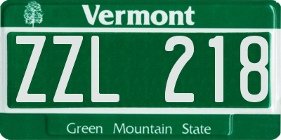 VT license plate ZZL218